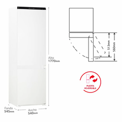Frigorífico Combi integrable LG GTFN256SER - 233 L, No Frost, bajo ruido y alarma de puerta