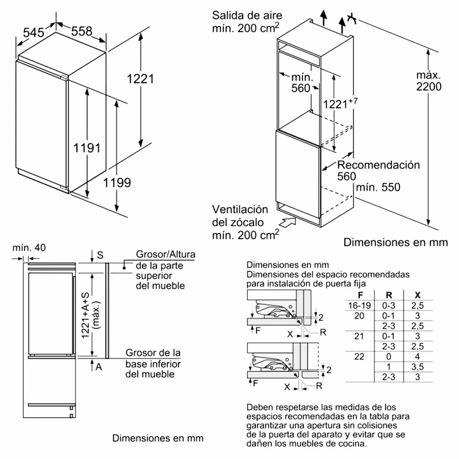 Frigorífico Integrable Siemens KI41RADF0 Blanco - 211 L, HyperFresh, 33 dB y Eficiencia F