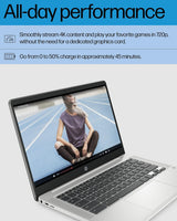 HP Chromebook 14 - Ordenador portátil de 14" HD, Intel Celeron N4120, 4GB RAM, 64GB eMMC