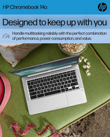 HP Chromebook 14 - Ordenador portátil de 14" HD, Intel Celeron N4120, 4GB RAM, 64GB eMMC