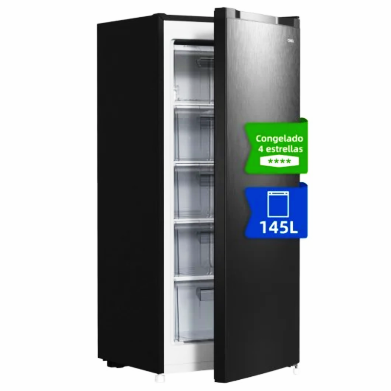 Congelador Vertical Chiq - 145 L, 5 Cajones, Puerta Reversible y Eficiencia E
