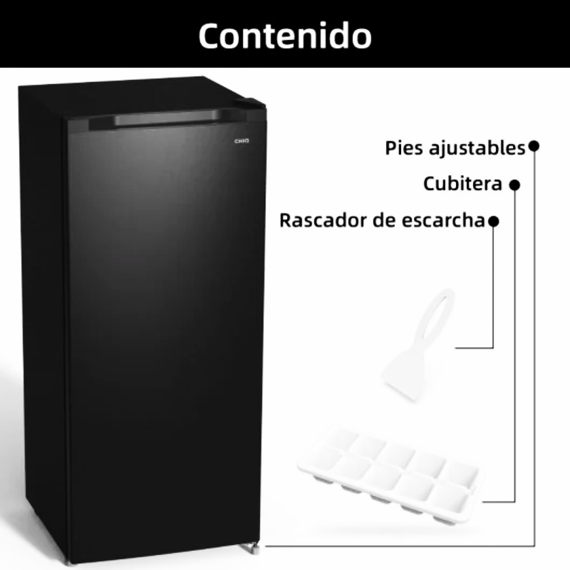 Congelador Vertical Chiq - 145 L, 5 Cajones, Puerta Reversible y Eficiencia E