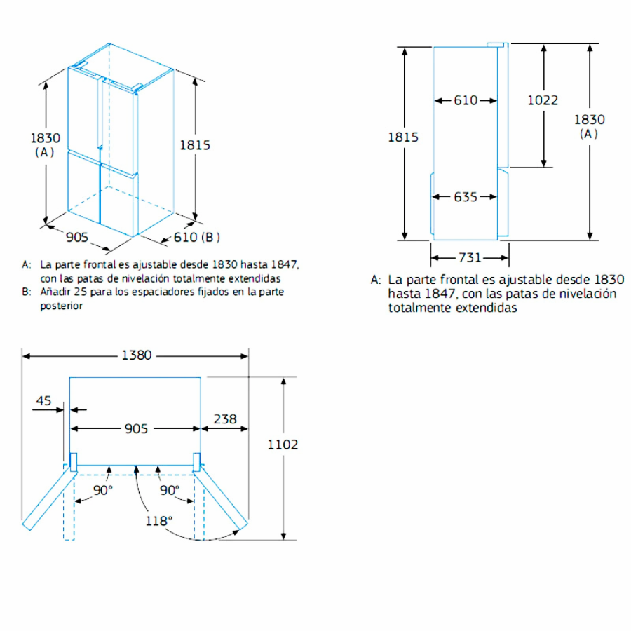 Frigorífico Americano Balay 3KME592XI - Multipuerta, No Frost, 0°C y Control Táctil