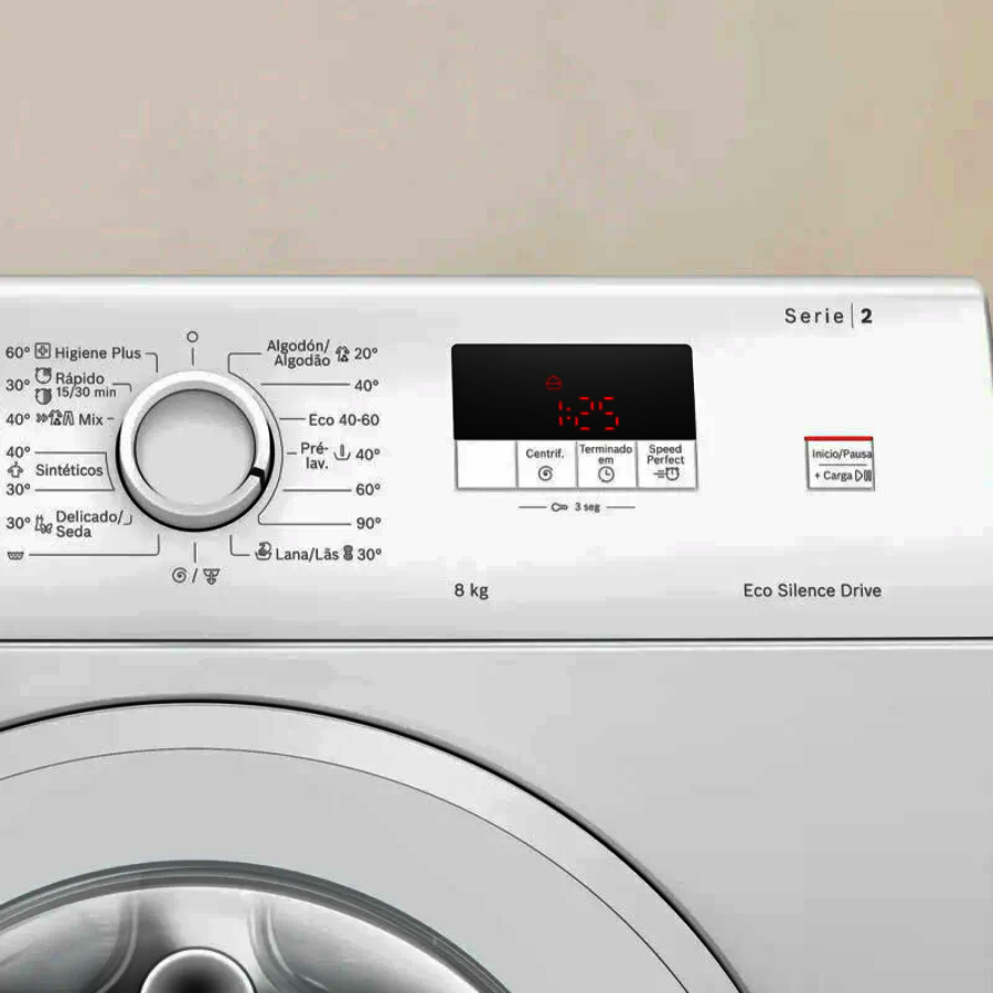 Lavadora Bosch WGE03200EP - 8 kg, Motor EcoSilence, Dosificación Automática, Eficiencia A