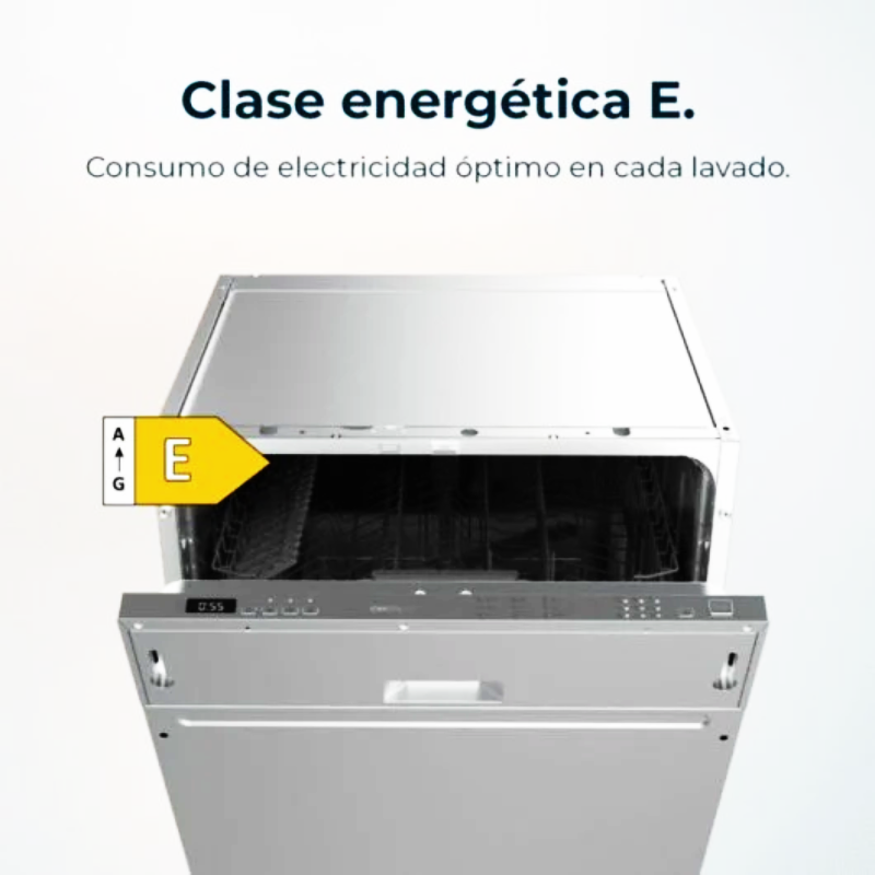 Lavavajillas integrable Cecotec Bolero Aguazero 6100 Full-BI E - 12 cubiertos - 60 cm