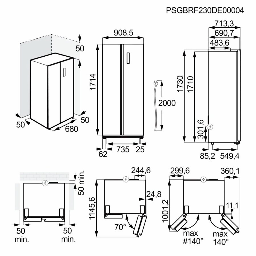 Frigorífico Americano AEG ORX9V351DU Inox - 572 L, No Frost, Eficiencia D y bajo ruido