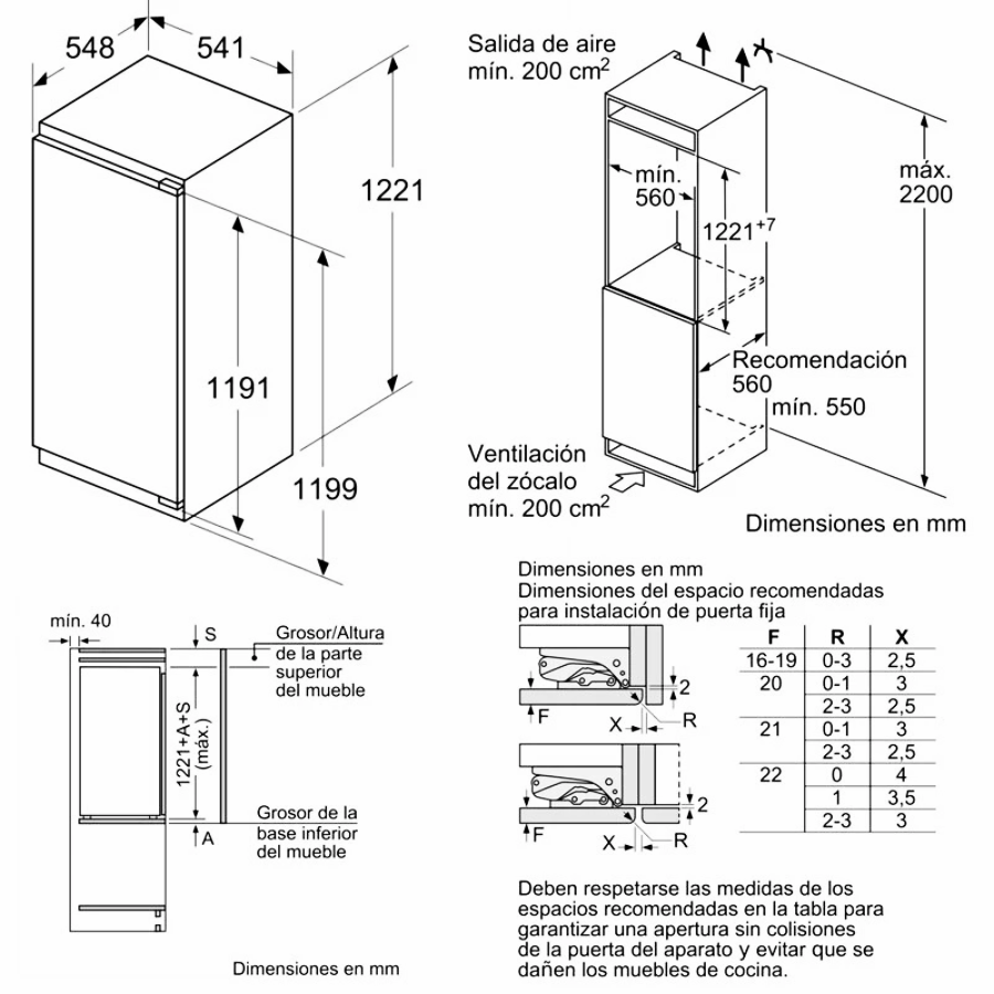 Frigorífico integrable Bosch KIR41VFE0 - 1 Puerta, Súper Refrigeración y Eficiencia F