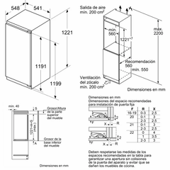 Frigorífico integrable Bosch KIR41VFE0 - 1 Puerta, Súper Refrigeración y Eficiencia F