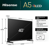 TV Hisense 40A5NQ QLED 4K de 40" - Televisor UHD, 100% Quantum Dot Color, Smart TV