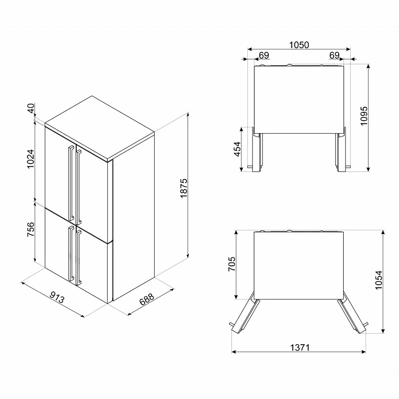 Frigorífico Americano Smeg FQ60CAO6 Gris Antracita - 572 L, No Frost, 37 dB y Diseño Colonial